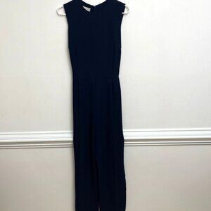 Hobbs London Jumpsuit Women's US 10 Navy Blue Tie Waist Sleeveless Elegant Party